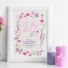 Ring Hunt Game Pink Wildflower Vrijgezellenfeest Poster