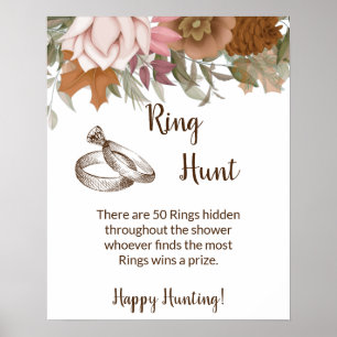 Ring Hunt Game Vrijgezellenfeest Boho Autumn Sign Poster