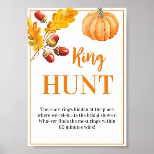 Ring Hunt Herfst Pumpkin Bridal Game Sign Poster (Voorkant)