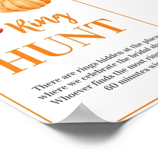 Ring Hunt Herfst Pumpkin Bridal Game Sign Poster (Hoek)
