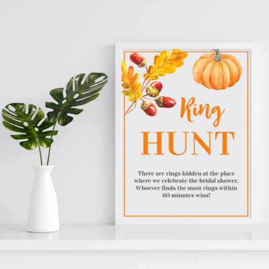 Ring Hunt Herfst Pumpkin Bridal Game Sign Poster