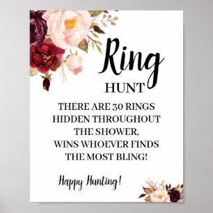 Ring Hunt Marsala Bruiloft Feestspel Bord Poster