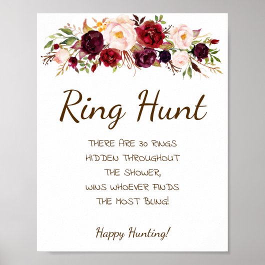 Ring Hunt Marsala Vrijgezellenfeest Game Sign Poster (Voorkant)
