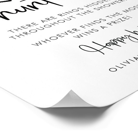 Ring Hunt minimalistisch modern scriptteken Poster (Hoek)