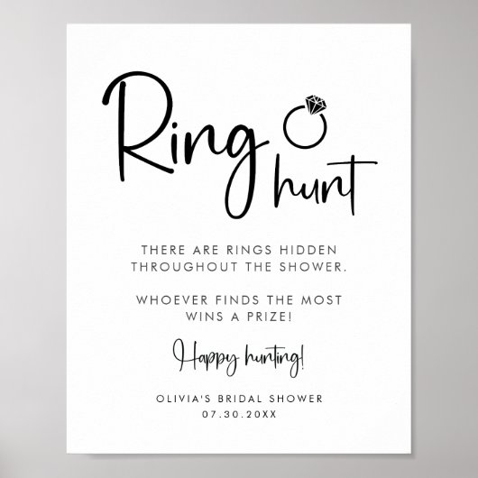 Ring Hunt minimalistisch modern scriptteken Poster (Voorkant)