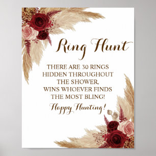 Ring Hunt Pampas Grass Vrijgezellenfeest Game Sign Poster