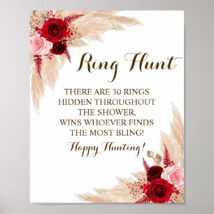 Ring Hunt Pampas Grass Vrijgezellenfeest Game Sign Poster