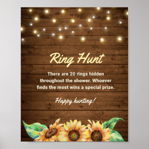 Ring Hunt Rustieke Zonnebloem Bruiloft Bruidsshowe Poster