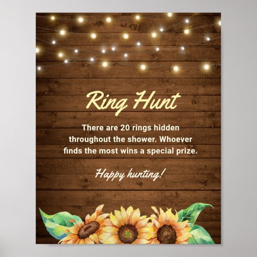 Ring Hunt Rustieke Zonnebloem Bruiloft Bruidsshowe Poster (Voorkant)