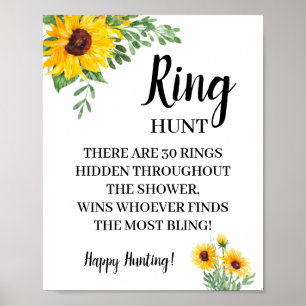 Ring Hunt Sunflower Vrijgezellenfeest Game Sign Poster