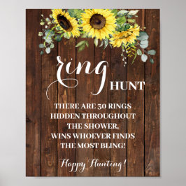 Ring Hunt Sunflower Vrijgezellenfeest Game Sign Poster