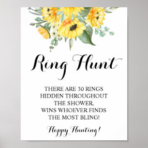 Ring Hunt Sunflower Vrijgezellenfeest Game Sign Poster