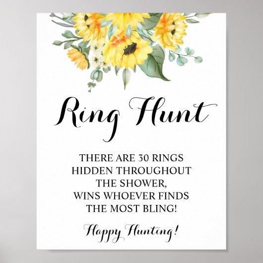 Ring Hunt Sunflower Vrijgezellenfeest Game Sign Poster (Voorkant)