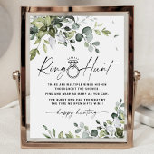 Ring Hunt Vrijgezellenfeest Game Sign Greenery Poster