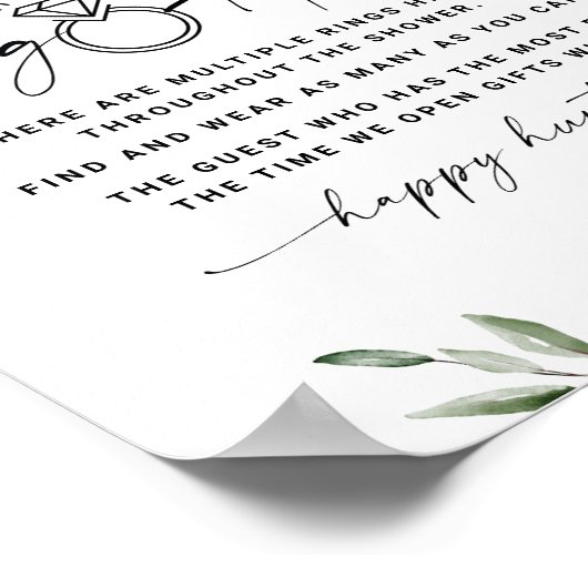 Ring Hunt Vrijgezellenfeest Game Sign Greenery Poster (Hoek)