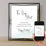 Ring Hunt Vrijgezellenfeest Game Soft Green Wash P Poster<br><div class="desc">Ring Hunt vrijgezellenfeest game sign. "De Ring Hunt" staat uit in hand-letterige kalligrafie met casual elegantie. Een ontwerp dat minimaal is en zwart-wit is, op een witte achtergrond is afgewerkt, met een zachte waterverf en een zacht groen kleurenpalet aan de achterzijde. Eenvoudig modern en elegant ontwerp om te coördineren met...</div>
