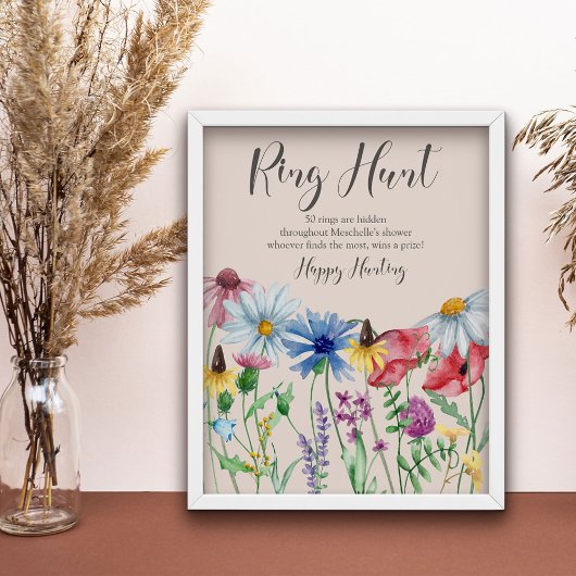 Ring Hunt Wilde Bloem Charm Bruidsfeest Spel Poster