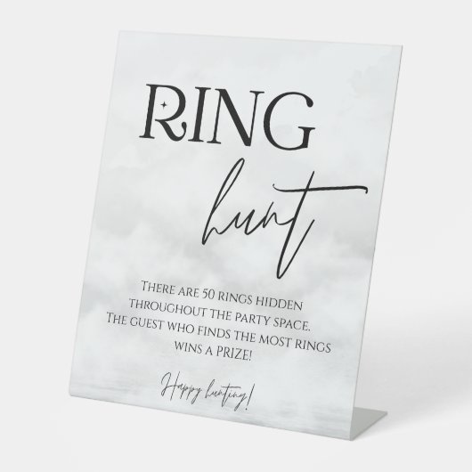Ring Hunt Ze is op Cloud 9 Vrijgezellenfeest Reclamebord Met Voetstuk (Voorkant)