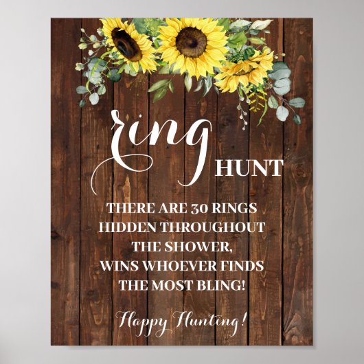 Ring Hunt Zonnebloemen Bruiloft Game Bord Poster (Voorkant)