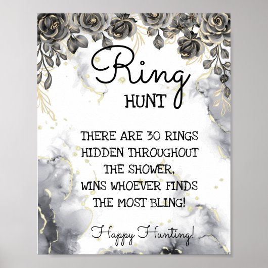 Ring Hunt Zwarte Rozen Bruids Shower Spel Bord Poster (Voorkant)