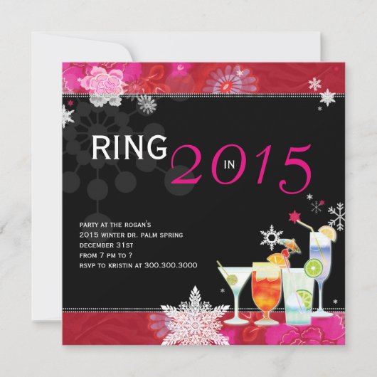 Ring in 2015 Glamoureus nieuwjaarsfeest Kaart (Voorkant)