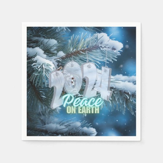 Ring in 2024 wensend voor vrede op aarde servet (Voorkant)