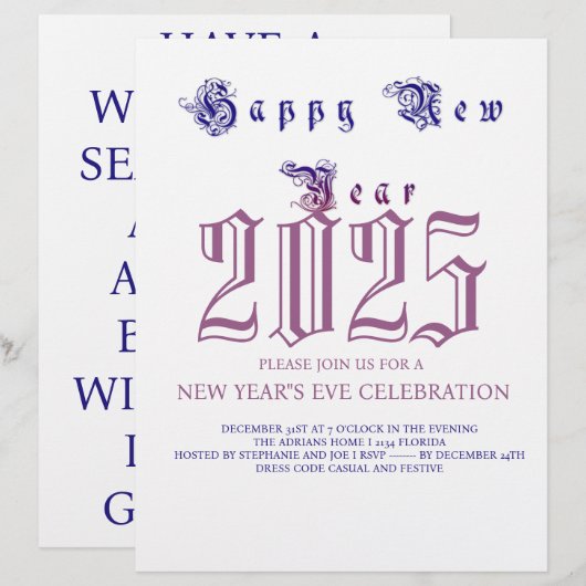 Ring in 2025: Nieuwjaarsviering Kaart (Voorkant / Achterkant)