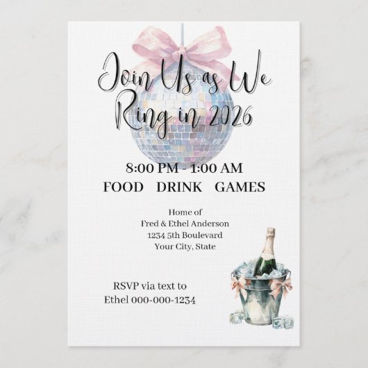 Ring in 2026 New Year's Eve Watercolor Party Kaart (Voorkant)