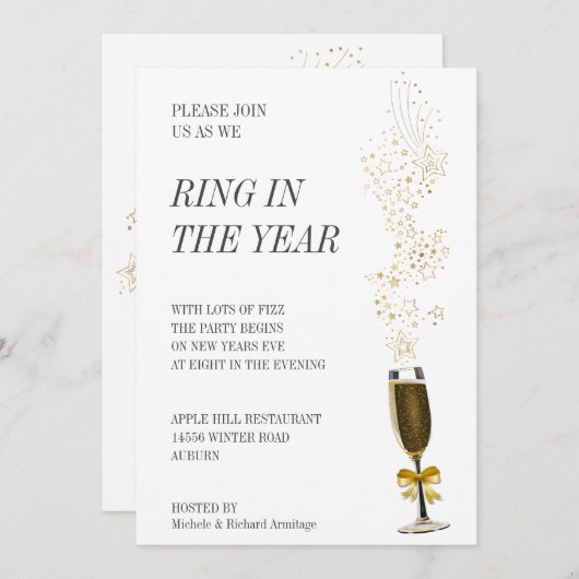 Ring in het Jaar Uitnodiging (Voorkant / Achterkant)