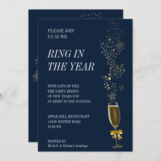 Ring in het Jaar Uitnodiging (Voorkant / Achterkant)