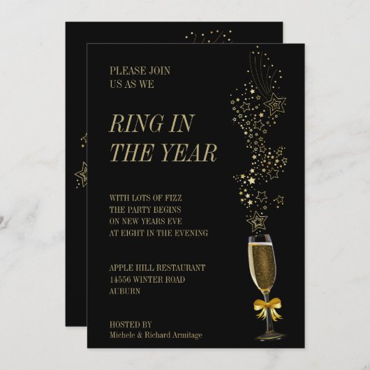 Ring in het Jaar Uitnodiging (Voorkant / Achterkant)