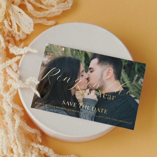 Ring in het nieuwe jaar Bruiloft opslaan van de da Folie Uitnodiging