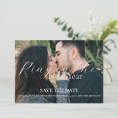 Ring in het nieuwe jaar Bruiloft Save the date Kaart (Staand voorkant)