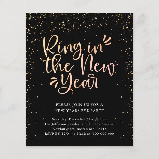 Ring in het nieuwe jaar budget uitnodiging (Voorkant)