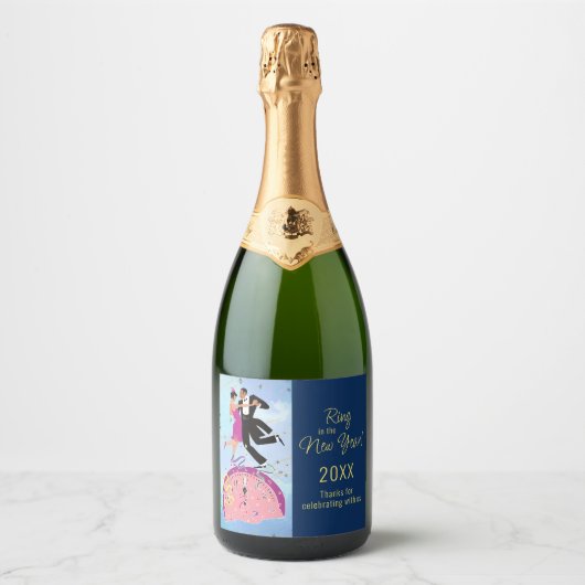 Ring in het nieuwe jaar Champagne Fles Label Set Sparkling Wijnetiket (Voorkant)
