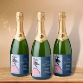 Ring in het nieuwe jaar Champagne Fles Label Set Sparkling Wijnetiket