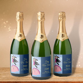 Ring in het nieuwe jaar Champagne Fles Label Set Sparkling Wijnetiket