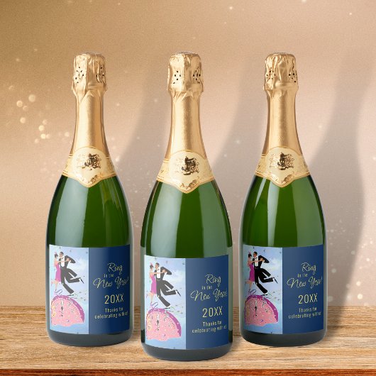 Ring in het nieuwe jaar Champagne Fles Label Set Sparkling Wijnetiket