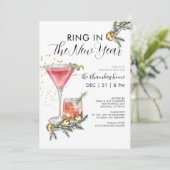Ring in het nieuwe jaar cocktail party kaart (Staand voorkant)