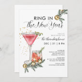 Ring in het nieuwe jaar cocktail party kaart (Voorkant / Achterkant)
