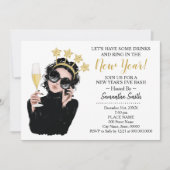Ring in het nieuwe jaar en hebben een Drink glitte Kaart (Voorkant)