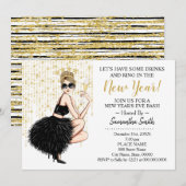 Ring in het nieuwe jaar en hebben een Drink glitte Kaart (Voorkant / Achterkant)