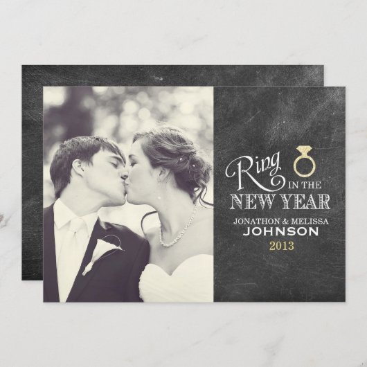 Ring in het nieuwe jaar | Goudharing Feestdagenkaart (Voorkant / Achterkant)