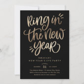 Ring in het nieuwjaar Faux Foil Party Invitation Kaart (Voorkant)