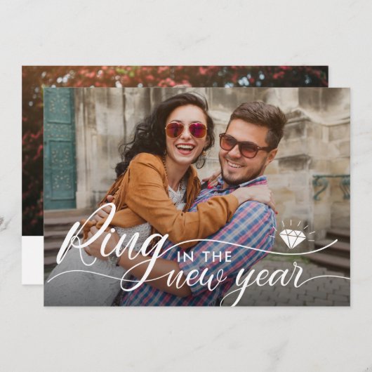 Ring in het nieuwjaarshuwelijk sparen de datum aankondiging (Voorkant / Achterkant)