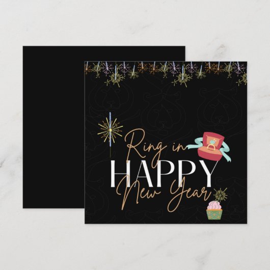 Ring In The New Year Faux Foil Party Invitation Kaart (Voorkant / Achterkant)