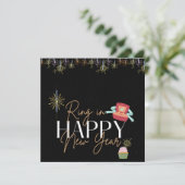 Ring In The New Year Faux Foil Party Invitation Kaart (Staand voorkant)