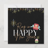 Ring In The New Year Faux Foil Party Invitation Kaart (Voorkant)
