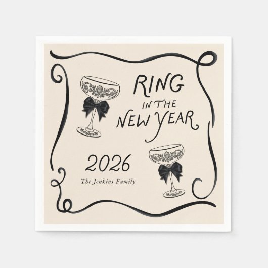 Ring in the New Year Paper Napkin Servet (Voorkant)