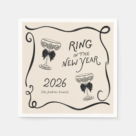 Ring in the New Year Paper Napkin Servet (Voorkant)